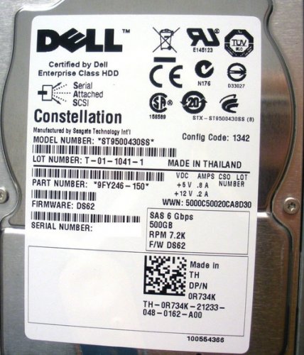 DELL R734K 500GB 7.2K 2.5 SAS Hard Drive w Tray