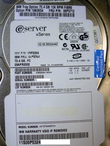IBM 5206-17XX 06P5762 06P5764 73.4GB 10K 2Gb FC Hard Drive