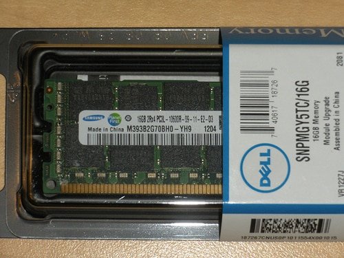 16GB 1x16GB PC3L-10600R 2Rx4 1333MHz Memory RAM RDIMM Dell SNPMGY5TC 16G