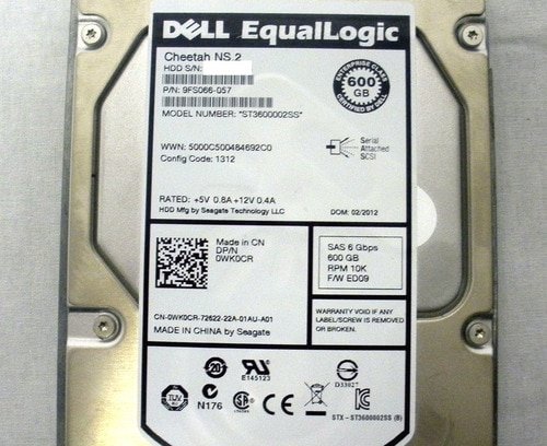DELL WK0CR EQUALLOGIC 600GB 10RPM 16MB SAS 6GBITS 3.5In Hard Drive Disk
