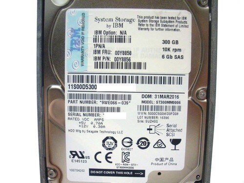 IBM 00Y8858 300GB 2.5in 6G 10K SFF SAS Hard Drive Disk X SERIES