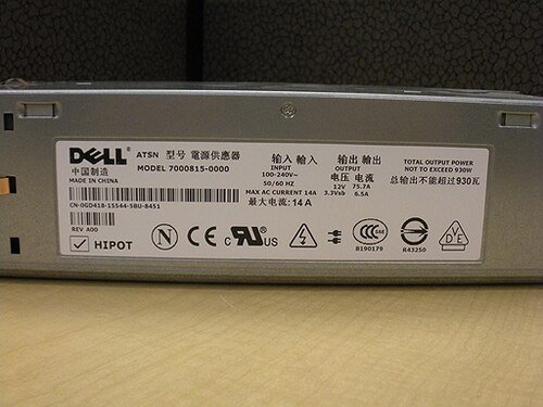 Dell PowerEdge 2800 Redundant Power Supply 930W JJ179