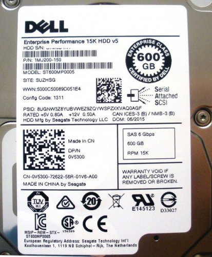 DELL V5300 600GB 2.5in 15K 6G SAS Hard Drive w Tray