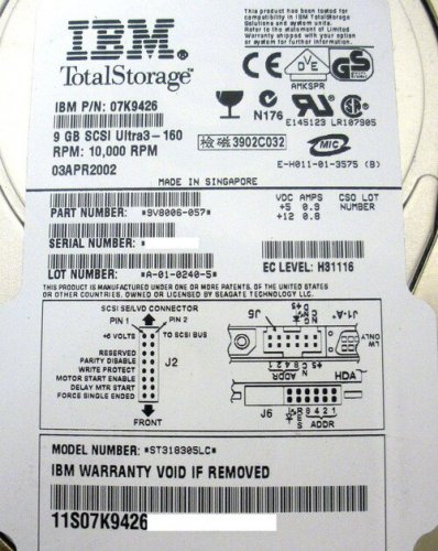 IBM 07K9426 07K9446 10K 9.1GB U160 SCSI 80 PIN Hard Drive Disk