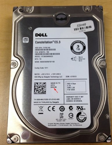 Dell 55H49 Seagate ST3000NM0023 3TB 7.2K Nearline SAS 3.5 6Gb s Hard Drive