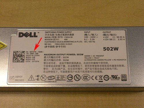 Dell PowerEdge R610 Redundant Power Supply 502W C472K