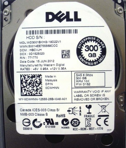 Dell CWHNN WD WD3001BKHG 300GB 10K SAS 2.5in 6Gbps Hard Drive