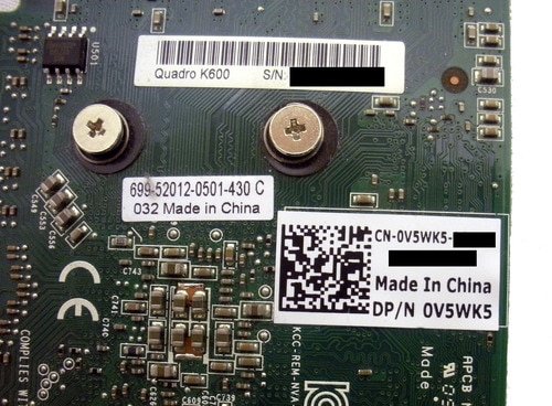 Dell V5WK5 NVIDIA Quadro K600 w 1GB Graphics Video Card