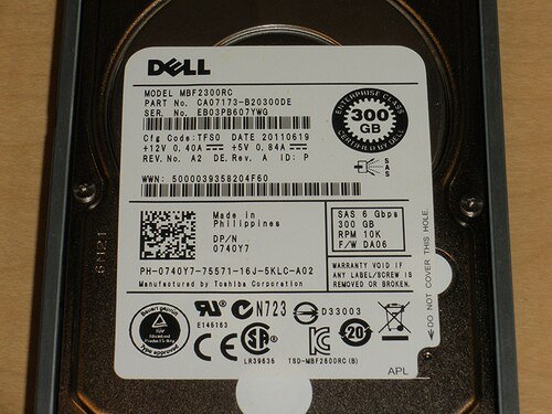 Dell 740Y7 Toshiba MBF2300RC 300GB 10K SAS 2.5 6Gbps Hard Drive
