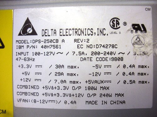 IBM 40H7561 180W Power Supply