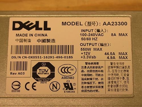 Dell PowerEdge 1850 Redundant Power Supply 550W JD090