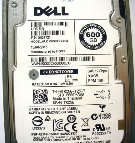 DELL TRCN6 600GB 15K SAS 2.5in 12G Hard Drive w Tray