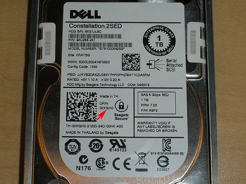 Dell XKGH0 Seagate ST91000642SS 1TB 7.2K SAS 2.5in 6Gbps SED Hard Drive