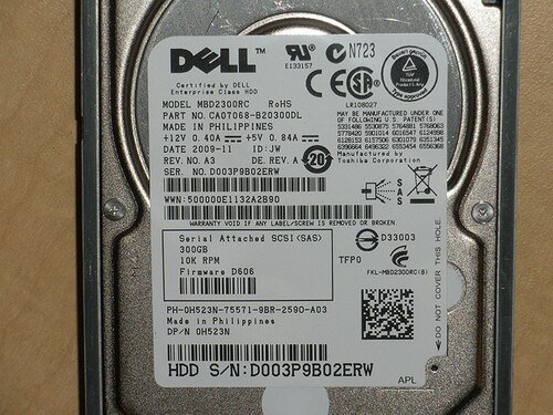 Dell H523N FUJITSU MBD2300RC 300GB 10K SAS 2.5in 6Gbps Hard Drive