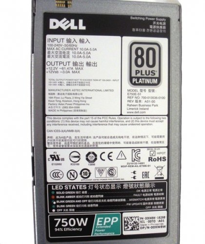 Dell 0XW8W 750W Power Supply R630 R730