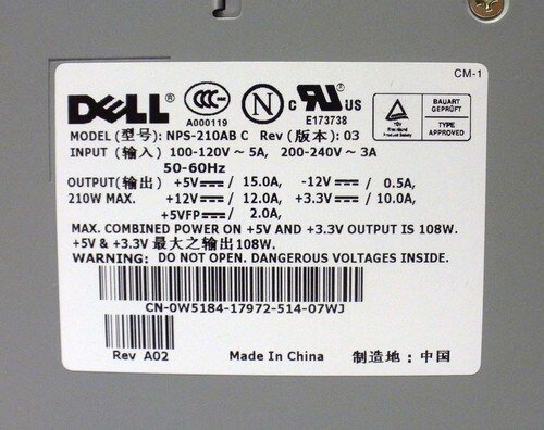 DELL W5184 GX280 Desktop Power Supply