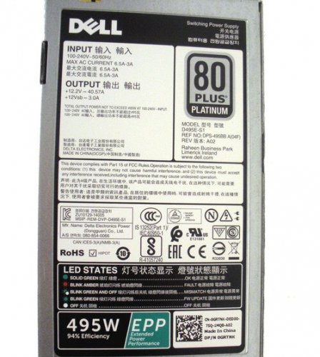 DELL GRTNK PowerEdge T430 495W 80 Plus Platinum PSU