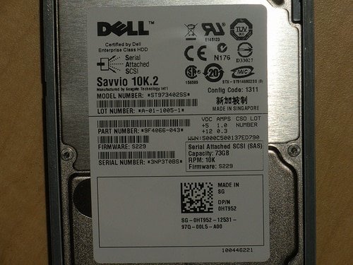 73GB 10K 2.5 SAS 3Gbps Hard Drive Dell HT952 Seagate ST973402SS