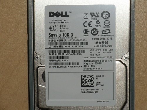 Dell C975M Seagate ST9300603SS 300GB 10K SAS 2.5in 6Gbps Hard Drive