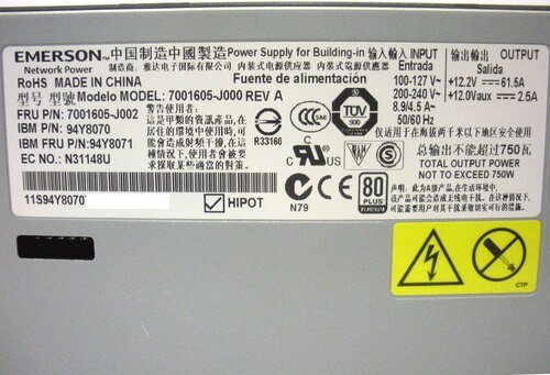 IBM 94Y8071 750W Power Supply PSU F X3650