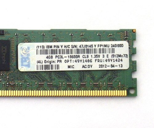 IBM 47J0146 4 GB Dual-Rank x8 1.35 V PC3L-10600R ECC LP RDIM FRU 49Y1425 47J0146