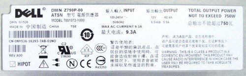 Dell PowerEdge 2950 Power Supply 750W Y8132
