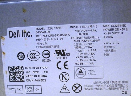 DELL HY6D2 250W Power Supply
