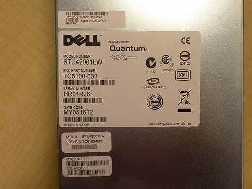 Dell PowerVault Ultrium LTO1 100 200GB Internal SCSI Tape Drive STU42001LW P7818