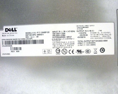 Dell MX838 PowerVault MD1000 MD3000 MD3000i Power Supply 488W