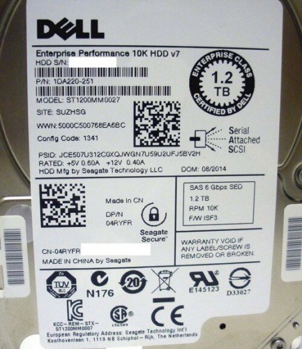 Dell 4RYFR SED 1.2tb 10k Sas 6gbps 2.5in Hot Swap Hard Drive