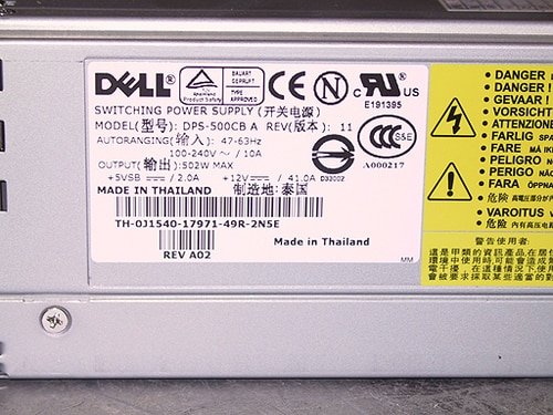 Dell PowerEdge 2650 PowerVault 775N Redundant Power Supply 500W J1540