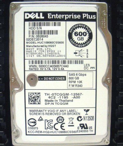 DELL TCGGM 600GB 10K SAS 2.5in 6G EqualLogic Hard Drive